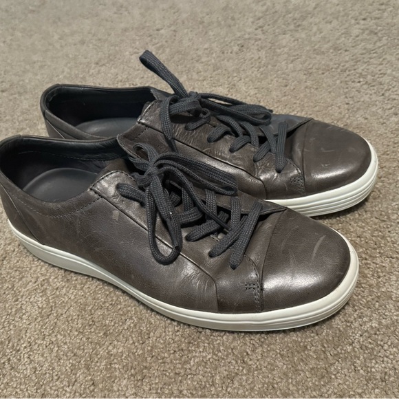 Ecco Dark Gray Leather Sneakers - Picture 1 of 5